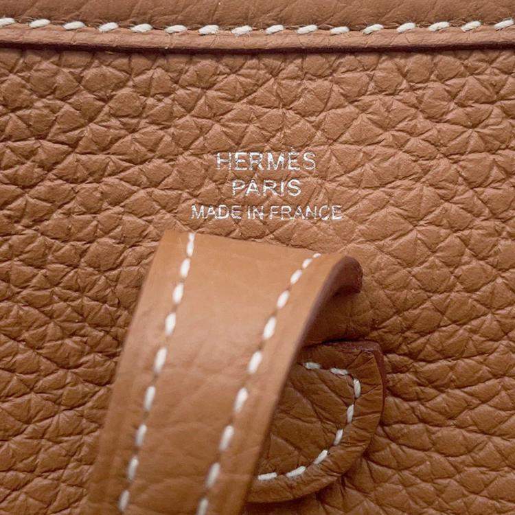 Pre Owned Hermes Evelyne Long TPM Gold Taurillon Clemence Crossbody Bag