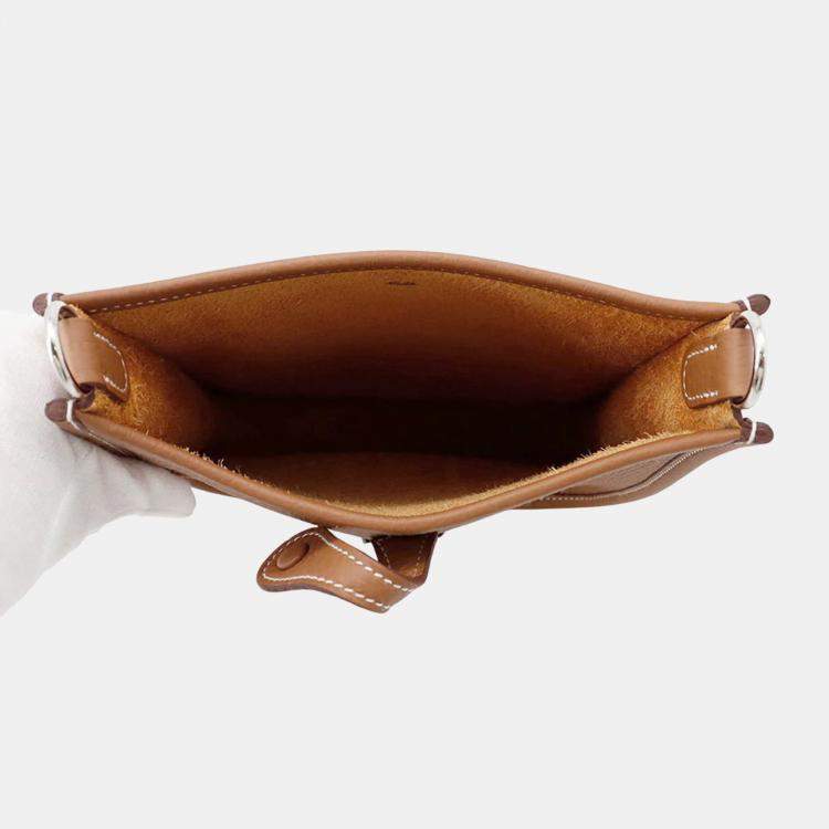 Pre Owned Hermes Evelyne Long TPM Gold Taurillon Clemence Crossbody Bag