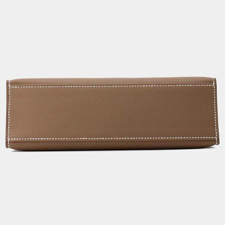 Pre Owned Hermes Pochette Kelly Etoupe Swift Leather Clutch