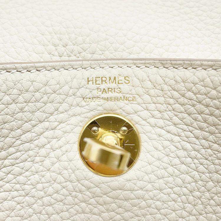 Pre Owned Hermes Lindy Mini Craie Taurillon Clemence Shoulder Bag