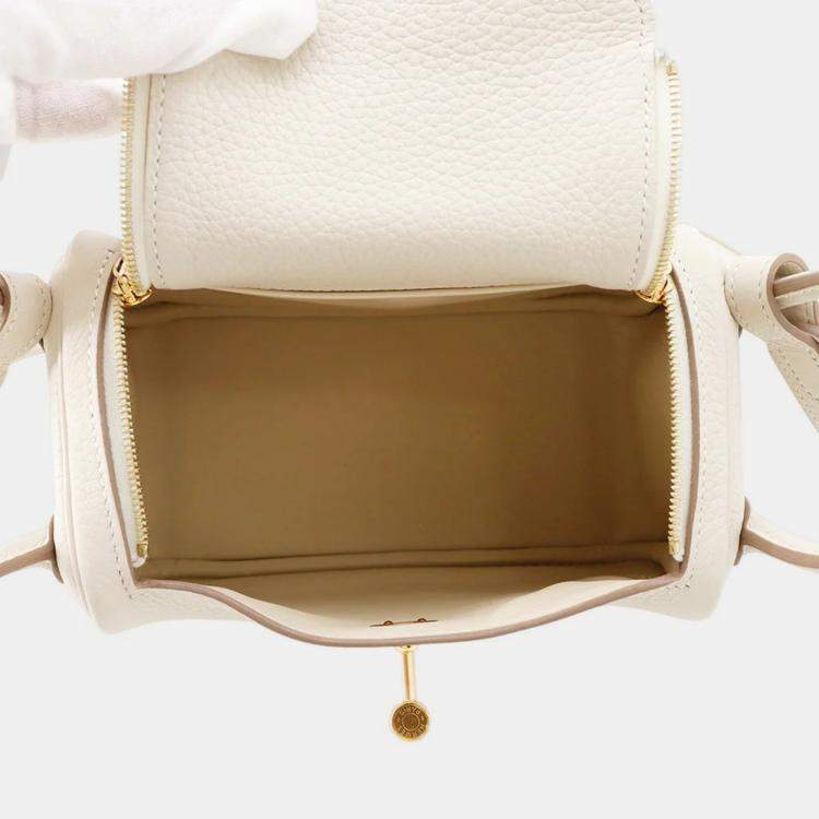 Pre Owned Hermes Lindy Mini Craie Taurillon Clemence Shoulder Bag