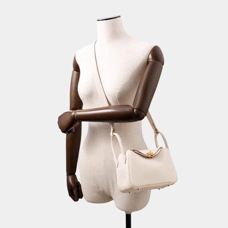 Pre Owned Hermes Lindy Mini Craie Taurillon Clemence Shoulder Bag
