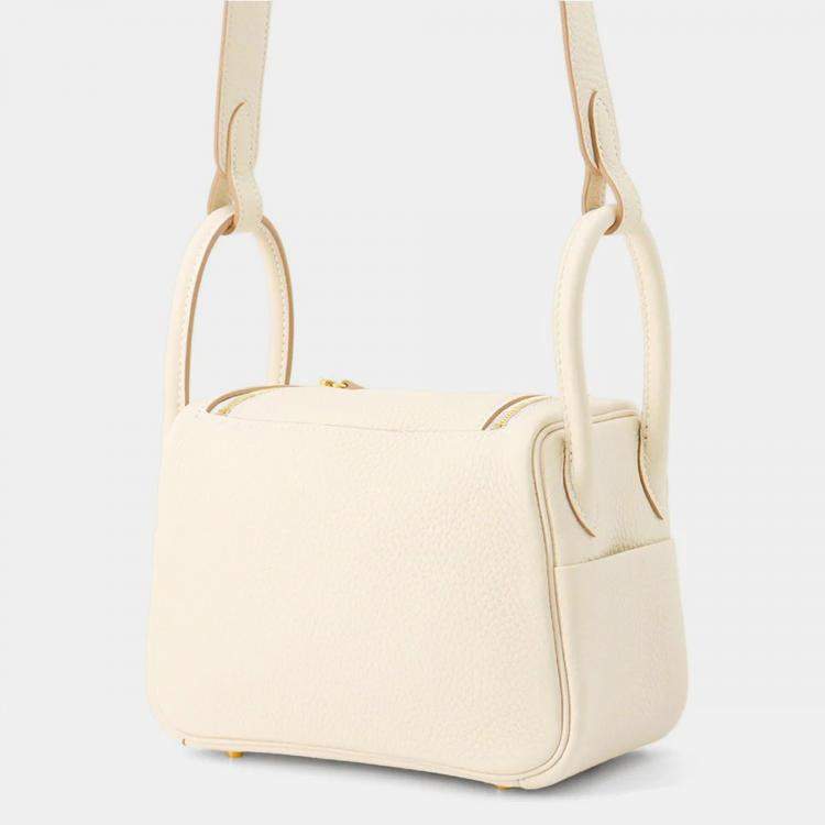 Pre Owned Hermes Lindy Mini Craie Taurillon Clemence Shoulder Bag