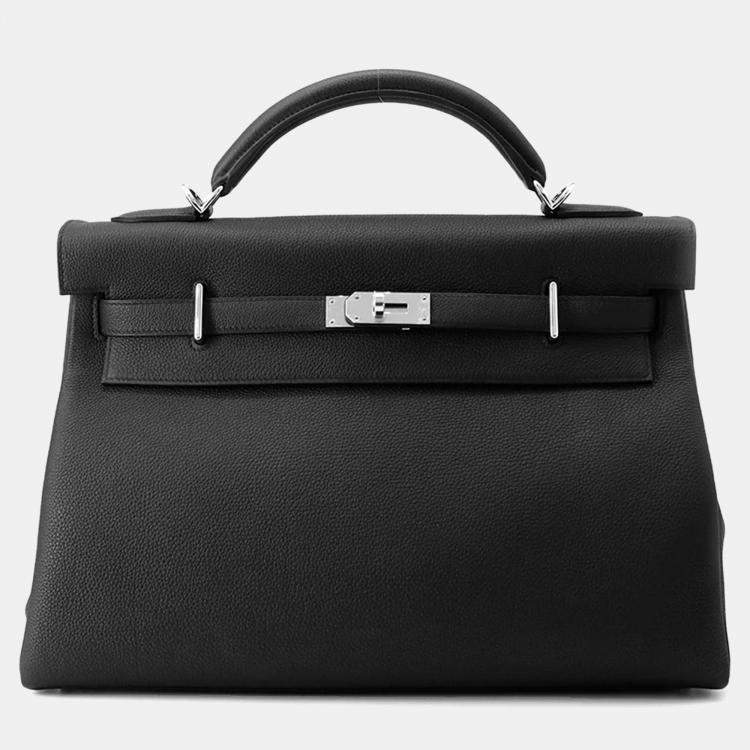Pre Owned Hermes Kelly Maxi 42 Black Togo Leather Handbag