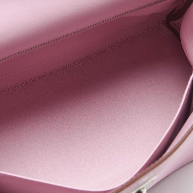 Pre Owned Hermes Muave Sylvestre Swift Leather Silver Finish Kelly Retourne 25 Bag