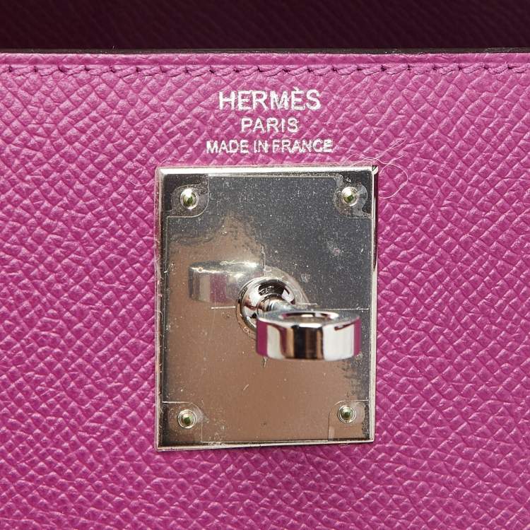 Pre Owned Hermès Rose Pourpre Epsom Leather Silver Finish Kelly Sellier 28 Bag