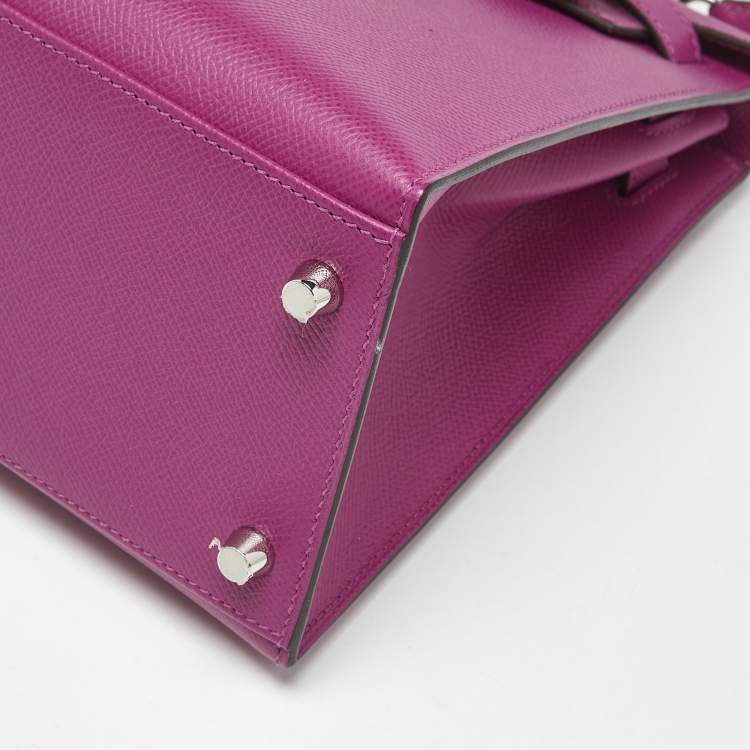 Pre Owned Hermès Rose Pourpre Epsom Leather Silver Finish Kelly Sellier 28 Bag