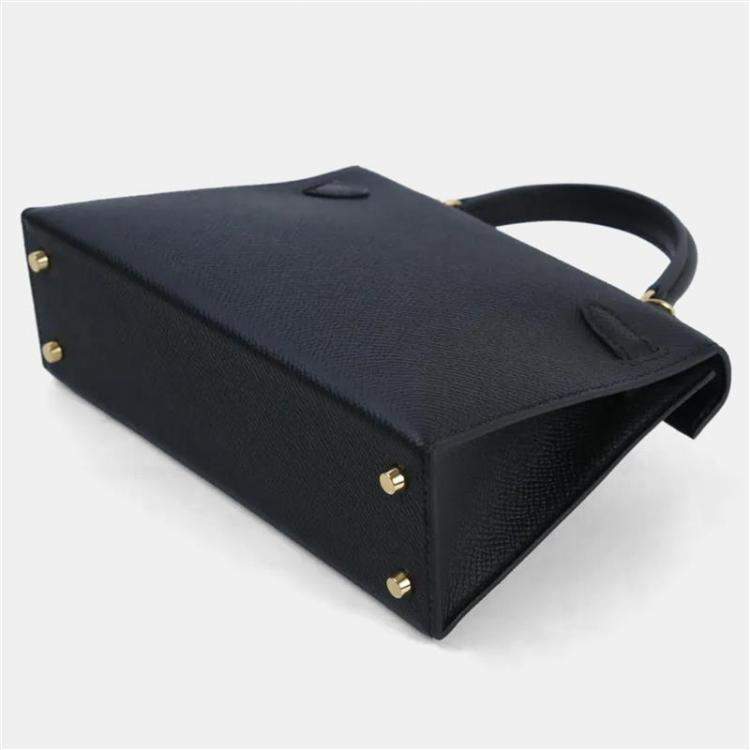 Pre Owned Hermes Mini Kelly II Black Epsom Gold Hardware Bag
