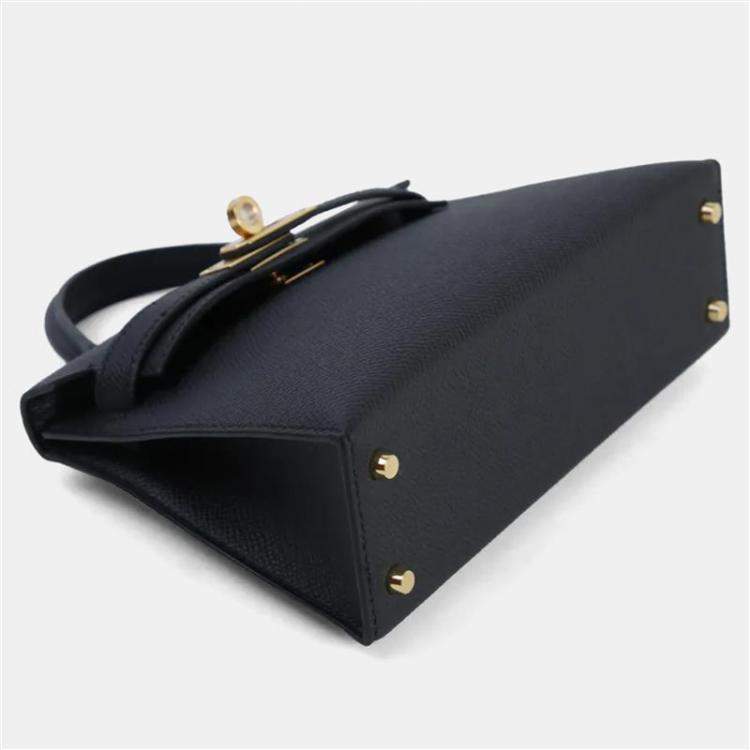 Pre Owned Hermes Mini Kelly II Black Epsom Gold Hardware Bag