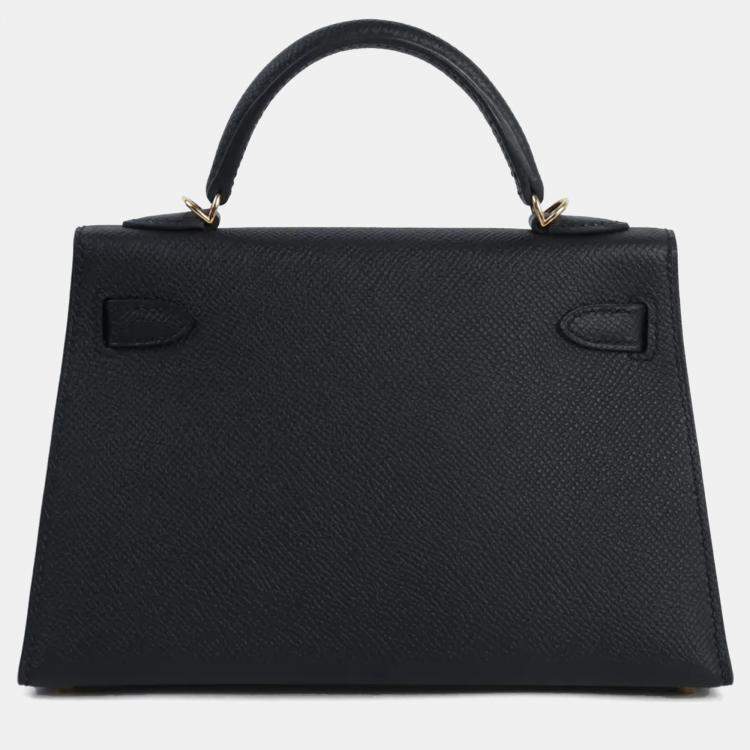 Pre Owned Hermes Mini Kelly II Black Epsom Gold Hardware Bag