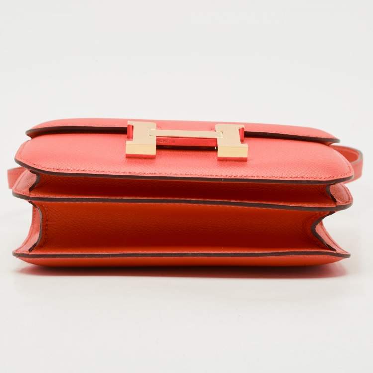 Pre Owned Hermès Rose Jaipur Epsom Leather Gold Finish Constance 18 Mini Bag