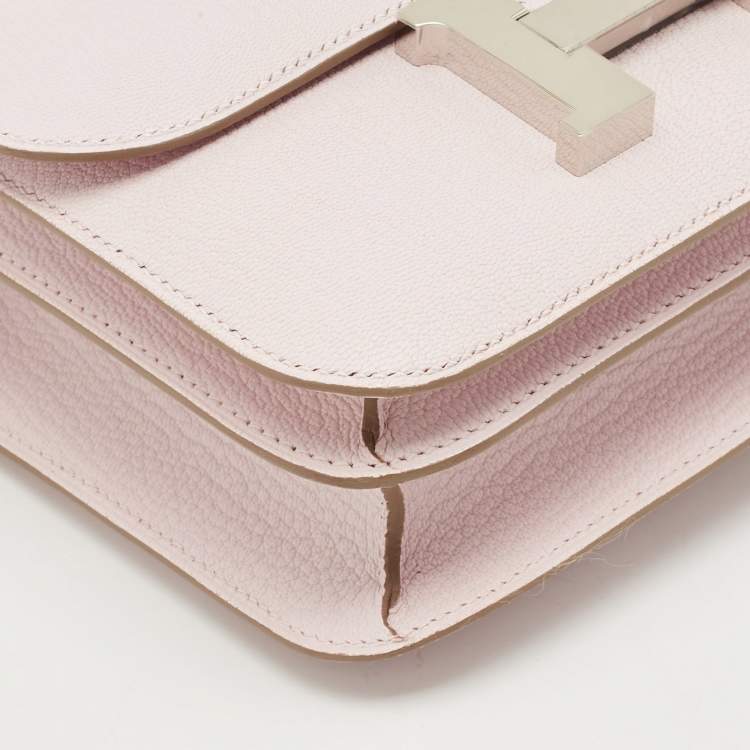 Pre Owned Hermès Mauve Pale Chevre Leather Palladium Finish Constance 18 Mini Bag