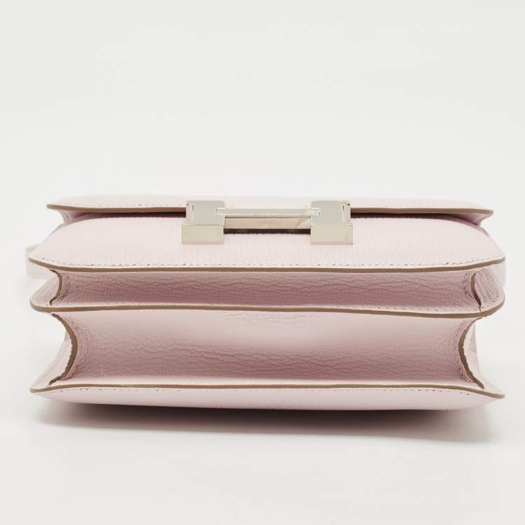 Pre Owned Hermès Mauve Pale Chevre Leather Palladium Finish Constance 18 Mini Bag