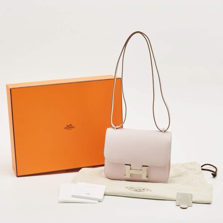 Pre Owned Hermès Mauve Pale Chevre Leather Palladium Finish Constance 18 Mini Bag