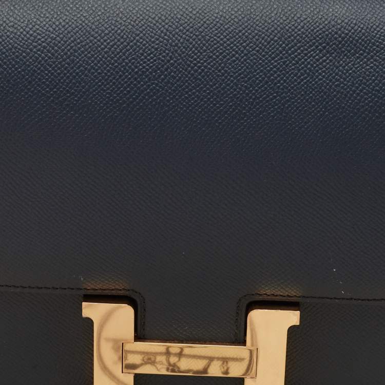 Pre Owned Hermès Bleu Indigo Epsom Leather Rose Gold Finish Constance III 24 Bag