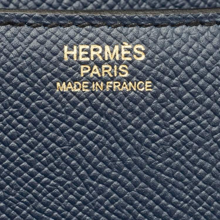 Pre Owned Hermès Bleu Indigo Epsom Leather Rose Gold Finish Constance III 24 Bag
