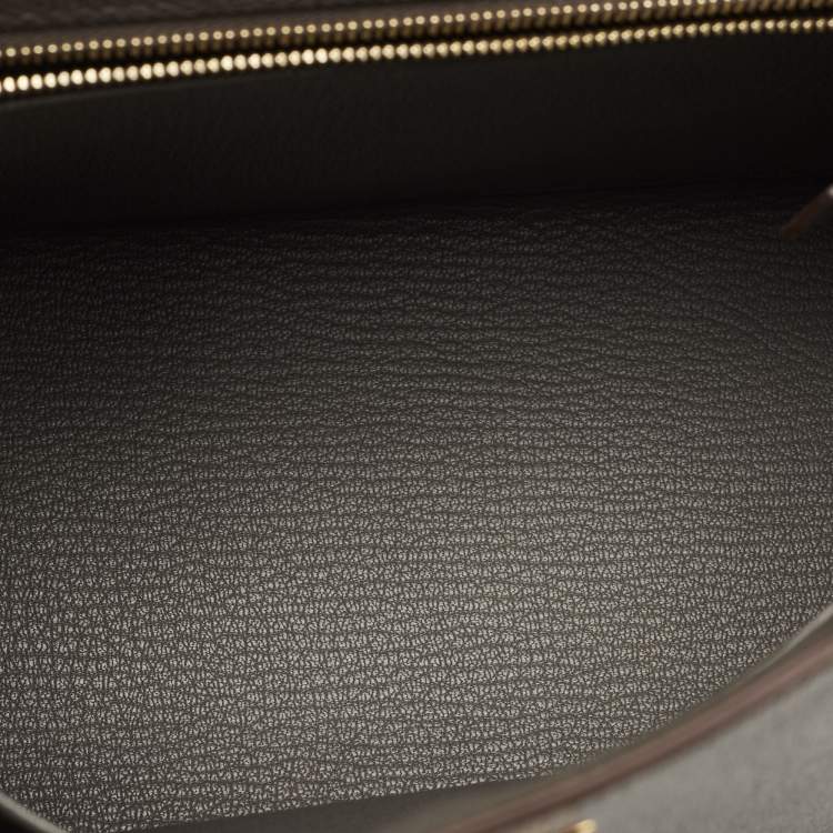 Pre Owned Hermes Etain Epsom Leather Gold Finish Kelly Sellier 25 Bag