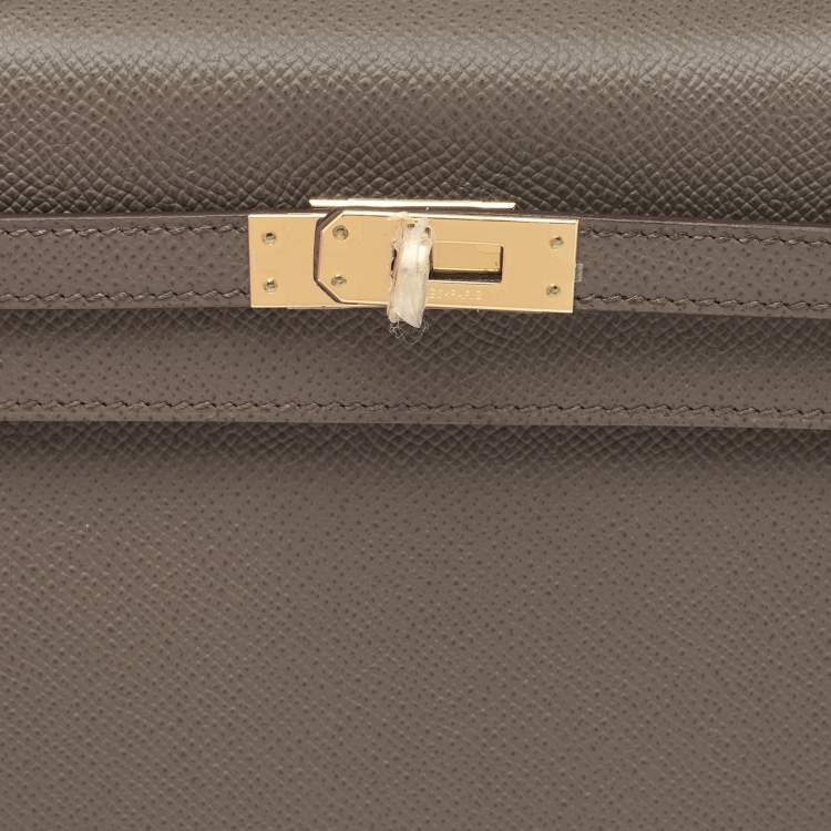 Pre Owned Hermes Etain Epsom Leather Gold Finish Kelly Sellier 25 Bag