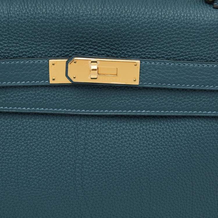 Pre Owned Hermès Colvert Togo Leather Gold Finish Kelly Retourne 35 Bag