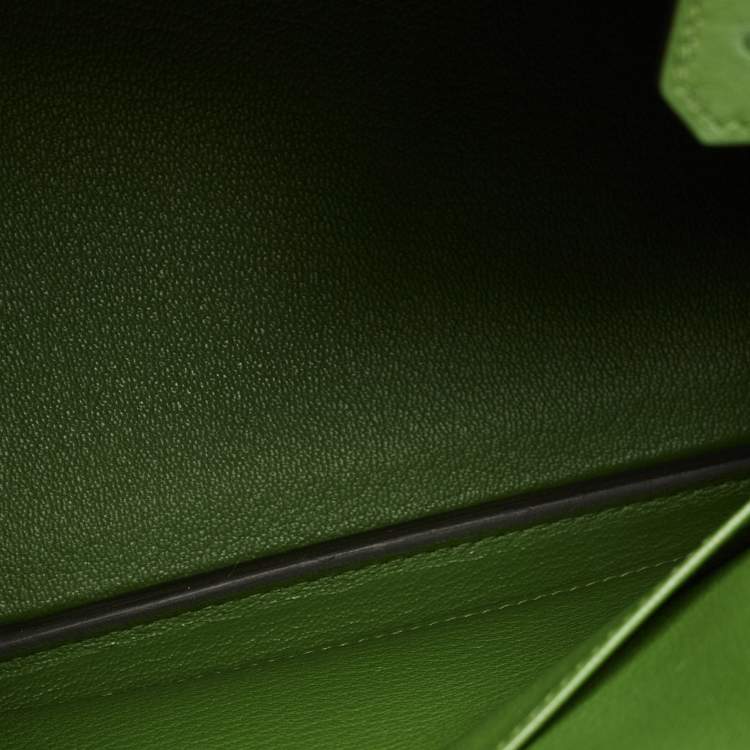 Pre Owned Hermès Vert Yucca Ostrich Gold Finish Birkin 25 Bag