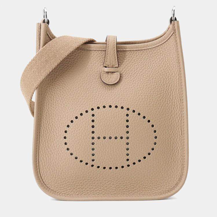 Pre Owned Hermes Evelyne TPM 16 Beige Marfa Taurillon Clemence Leather Shoulder Bag