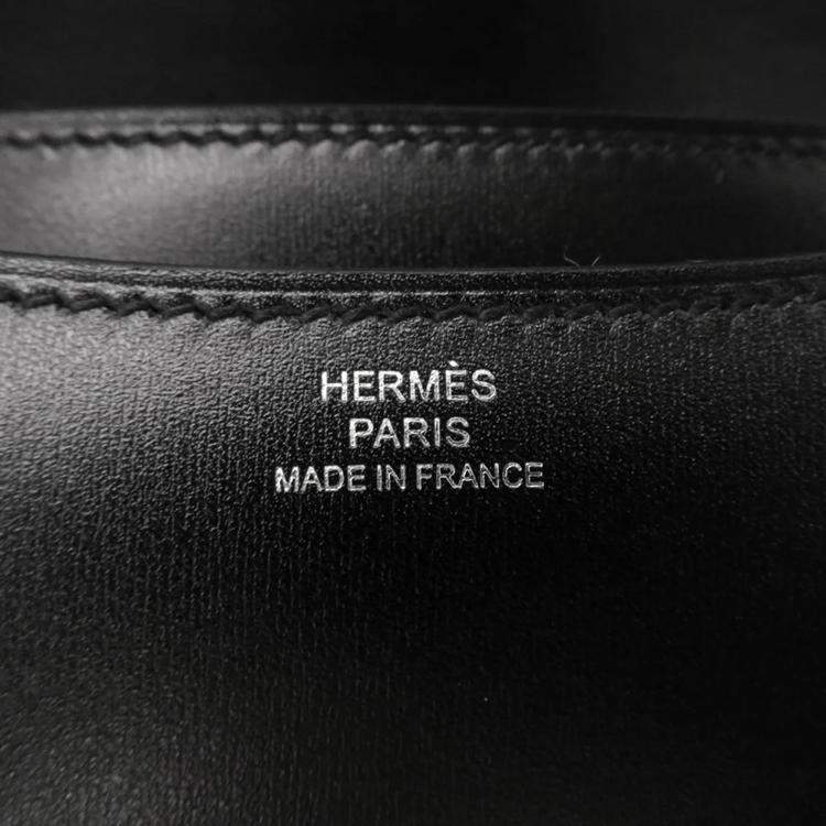 Pre Owned Hermes Constance Mini Black Box Calf Leather Shoulder Bag