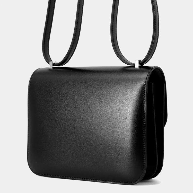Pre Owned Hermes Constance Mini Black Box Calf Leather Shoulder Bag