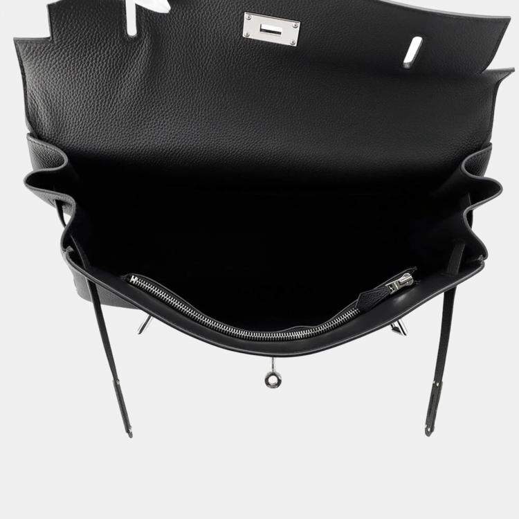 Pre Owned Hermes Maxi Kelly 42 Black Togo Leather Tote Bag