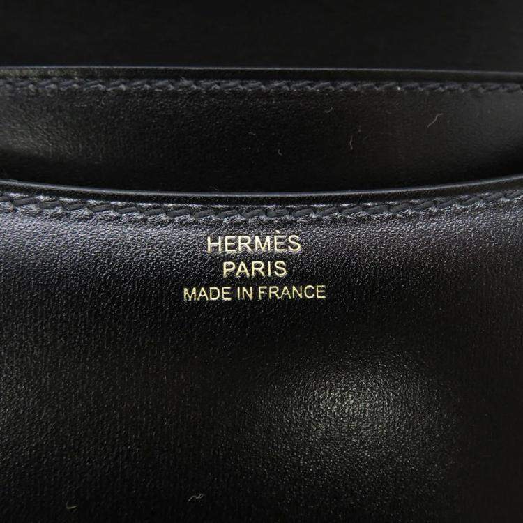 Pre Owned Hermes Constance Mini Black Box Calf Leather Shoulder Bag