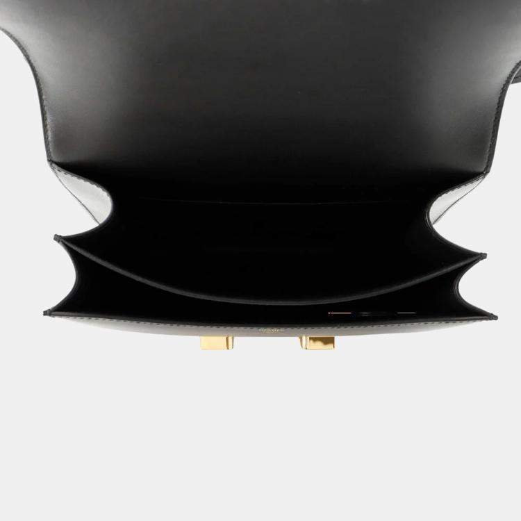Pre Owned Hermes Constance Mini Black Box Calf Leather Shoulder Bag