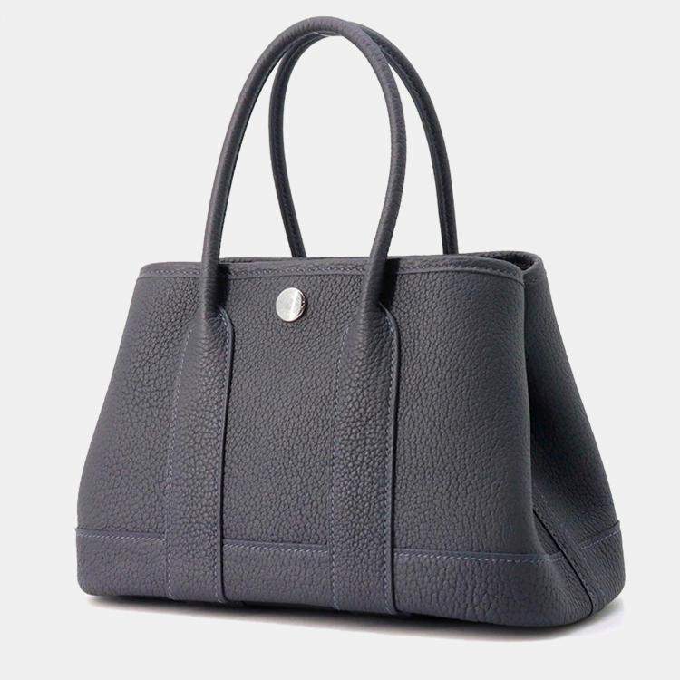 Pre Owned Hermes Neo Garden 23 Ardoise Negonda Leather Tote Bag