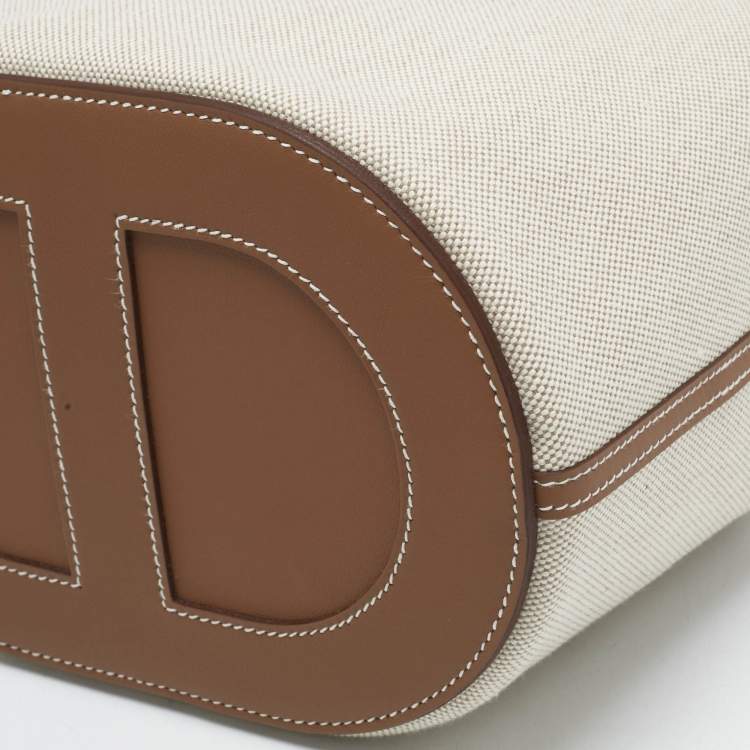 Pre Owned Hermès Ecru/Gold Toile H and Swift Leather In The Loop 23 Bag