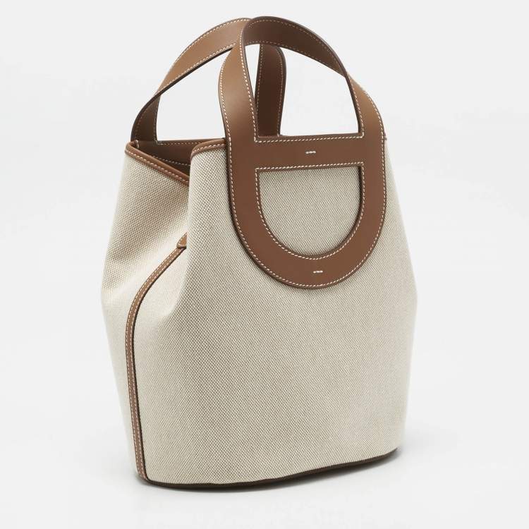 Pre Owned Hermès Ecru/Gold Toile H and Swift Leather In The Loop 23 Bag