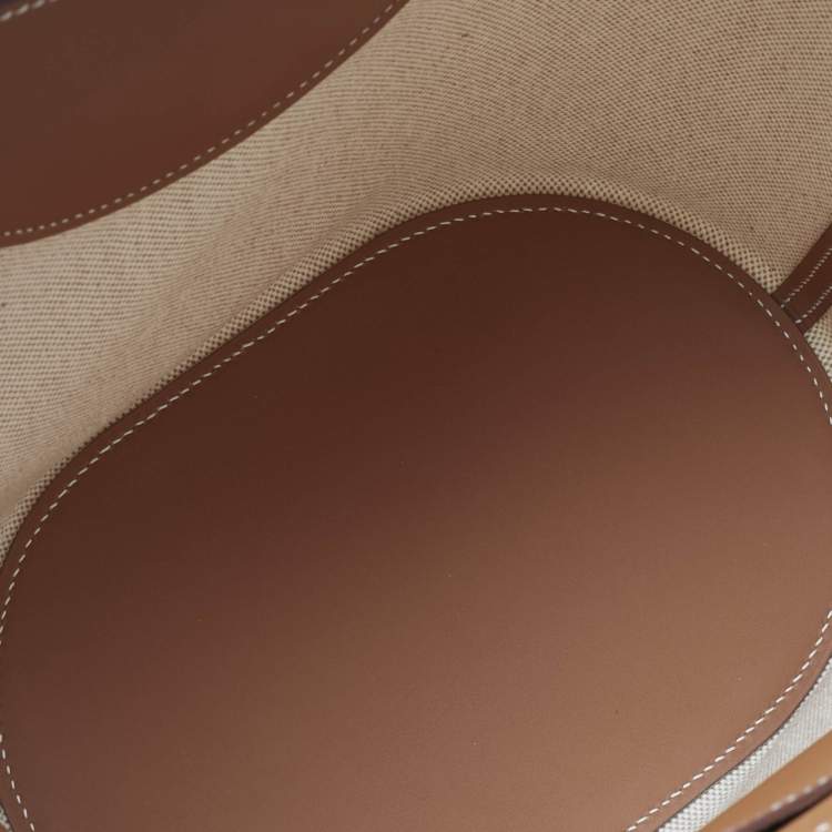 Pre Owned Hermès Ecru/Gold Toile H and Swift Leather In The Loop 23 Bag