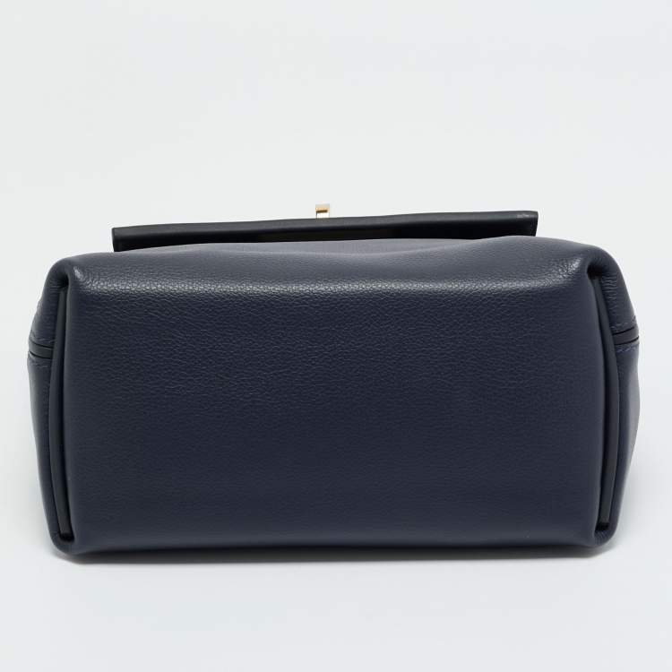 Pre Owned Hermès Bleu Nuit/Caban Evercolor and Swift Leather Permabrass Finish 24/24 21 Bag