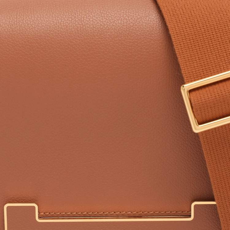 Pre Owned Hermes Gold Evercolor Leather Gold Finish Geta Bag