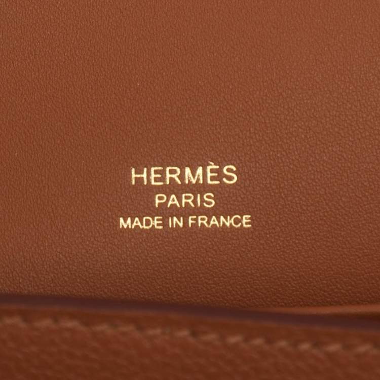 Pre Owned Hermes Gold Evercolor Leather Gold Finish Geta Bag
