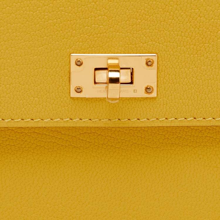 Pre Owned  Hermes Jaune De Naples Chevre Leather Kelly Pocket Long Wallet