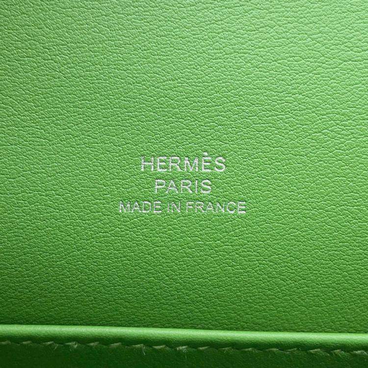Pre Owned Hermes Pochette Kelly Vert Yucca Swift Leather Handbag