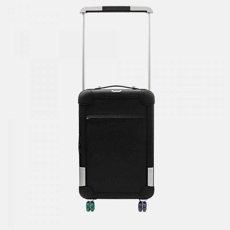 Pre Owned Hermes Rolling Mobility Suitcase Black Taurillon Clemence Leather Travel Bag
