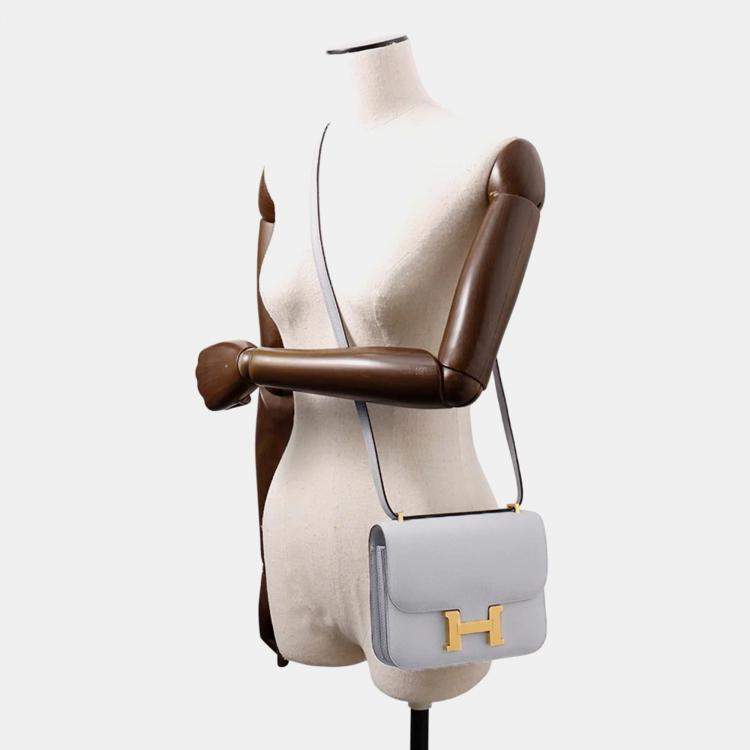 Pre Owned Hermes Constance Mini Bleu Glacier Epsom Leather Shoulder Bag