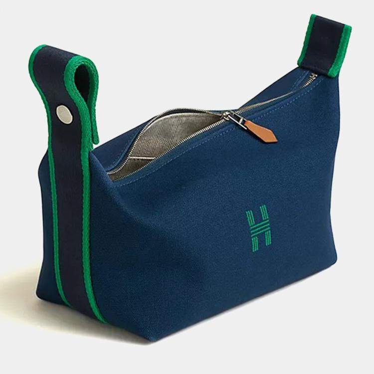 Pre Owned Hermes Bride-a-Brac case small Marine Canvas handbag
