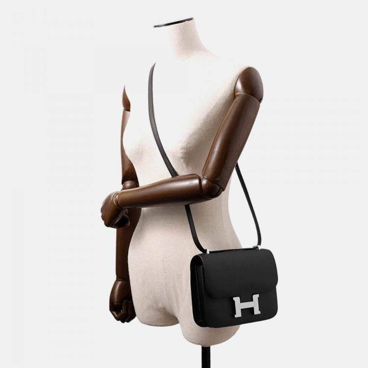 Pre Owned Hermes Constance Mini Black Epsom Leather Shoulder Bag