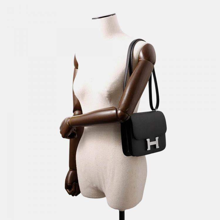 Pre Owned Hermes Constance Mini Black Epsom Leather Shoulder Bag