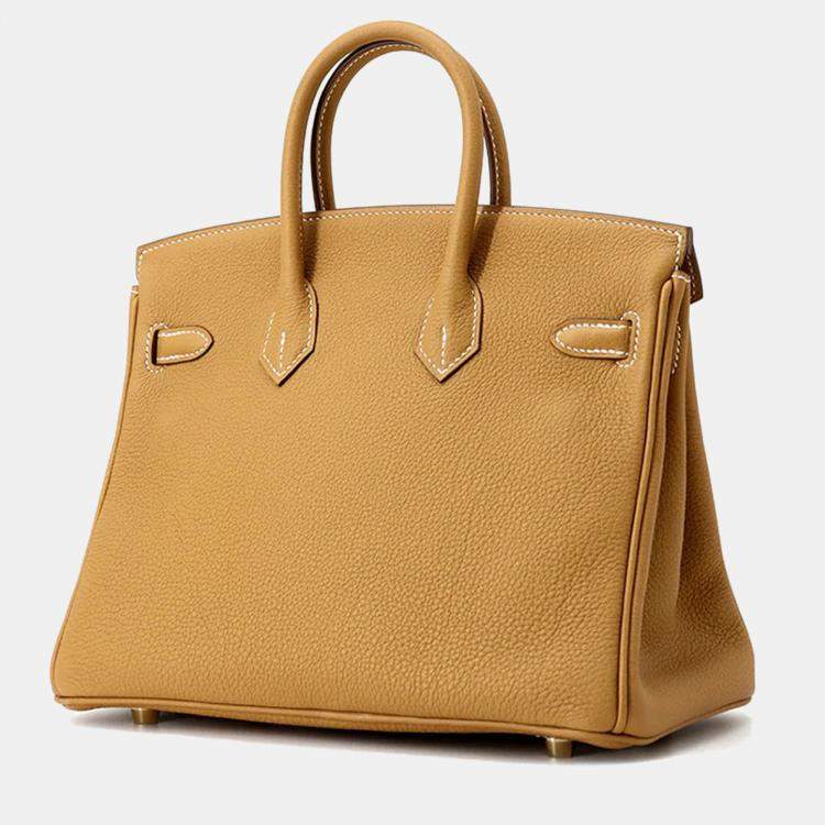 Pre Owned Hermes Birkin 25 Natural Sable Togo Leather Handbag