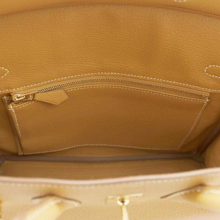 Pre Owned Hermes Birkin 25 Natural Sable Togo Leather Handbag