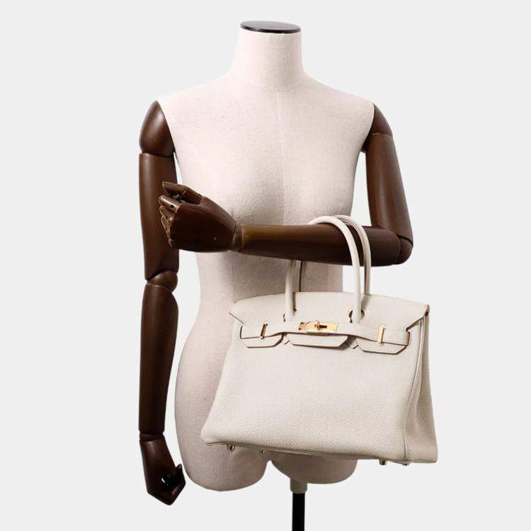 Pre Owned Hermes Birkin 30 Beton Togo Leather Handbag
