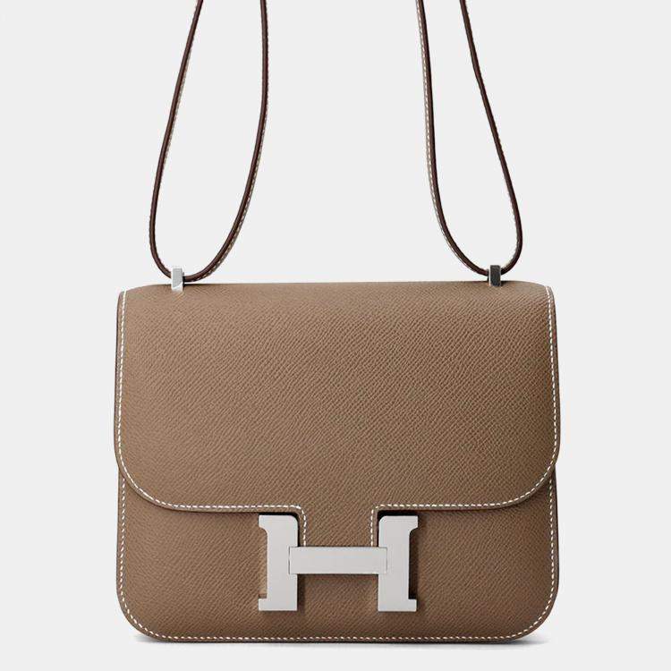 Pre Owned Hermes Constance III Mini Etoupe Epsom Leather Shoulder Bag