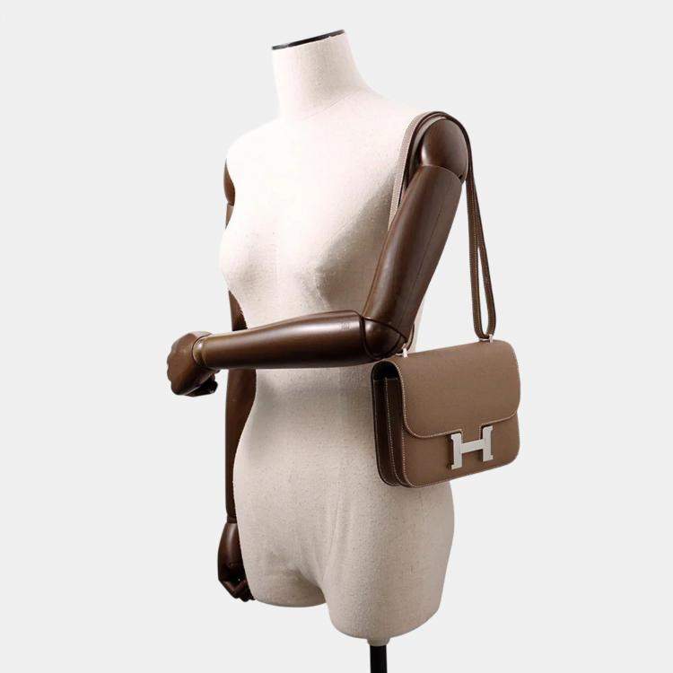 Pre Owned Hermes Constance III Mini Etoupe Epsom Leather Shoulder Bag