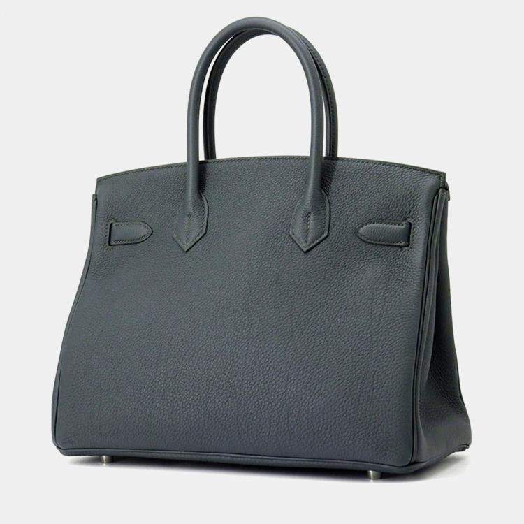 Pre Owned Hermes Birkin 30 Vert Mangrove Togo Leather Handbag
